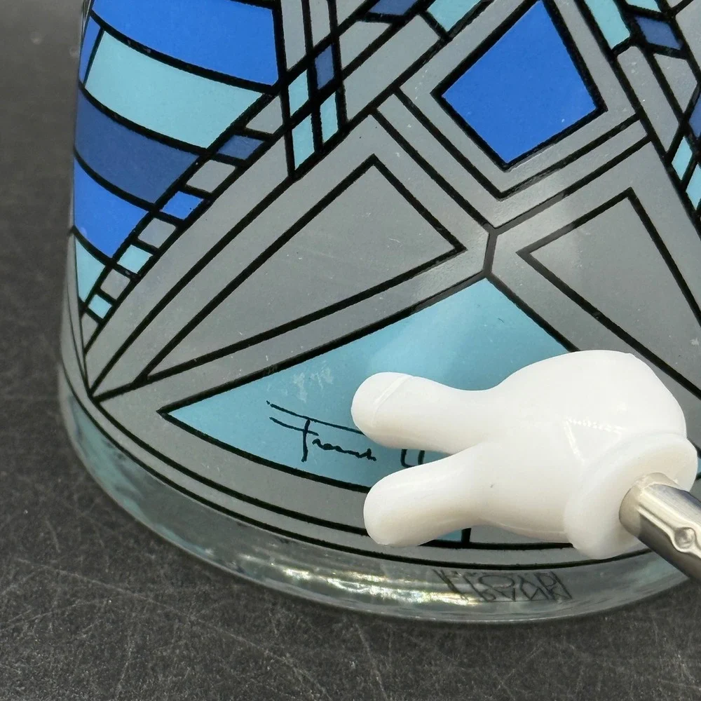 Frank Lloyd Wright MoMA Butterfly Window Glass Set of 3 Blue Yellow Whiskey - Picture 3 of 9